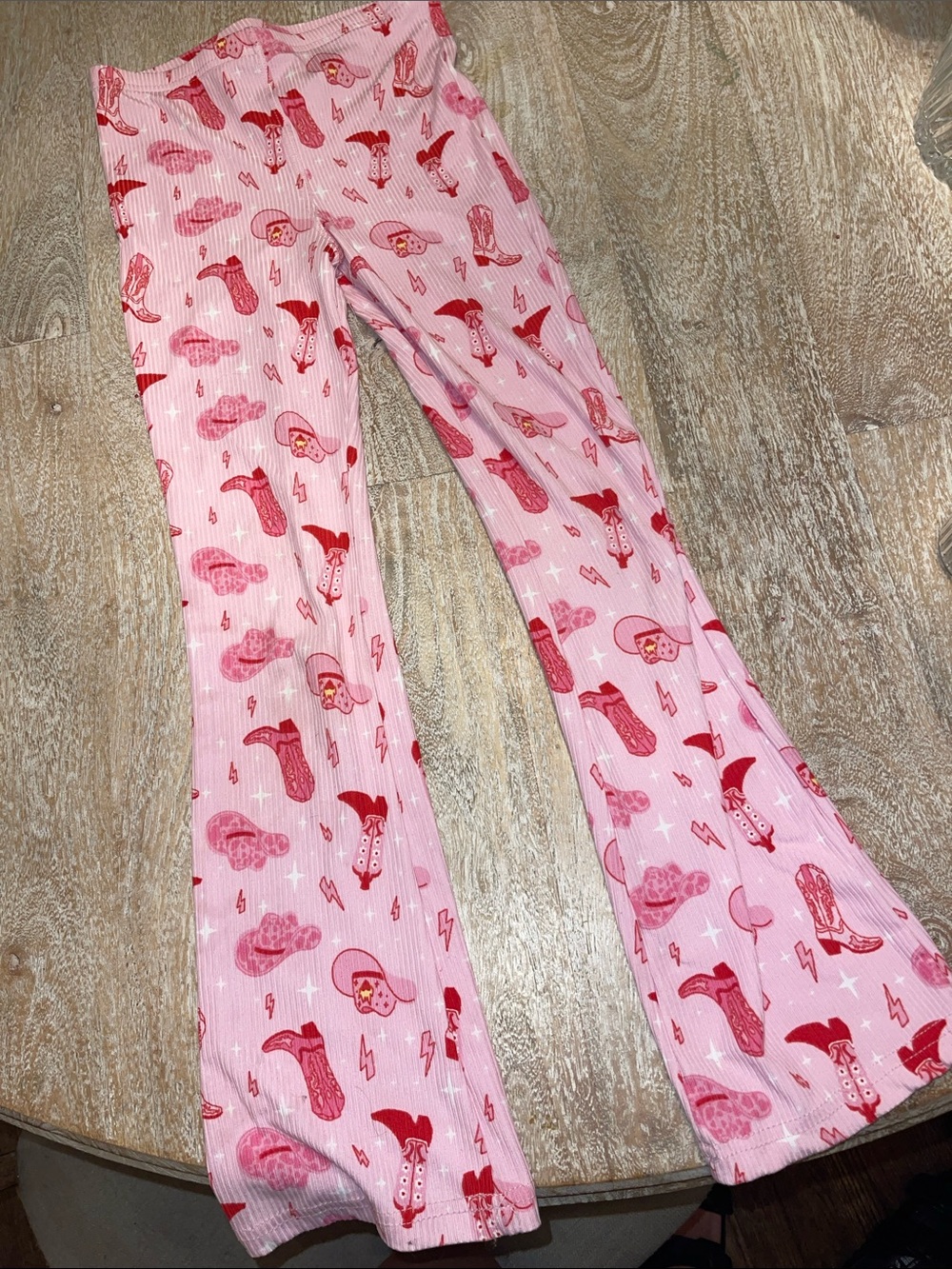 Shosho Girl's Cowgirl Pink Western Flare leggings Pants Size 10/12